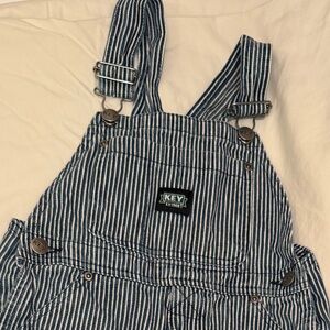 Kids size 7 Striped Blue Denim Keys Overalls